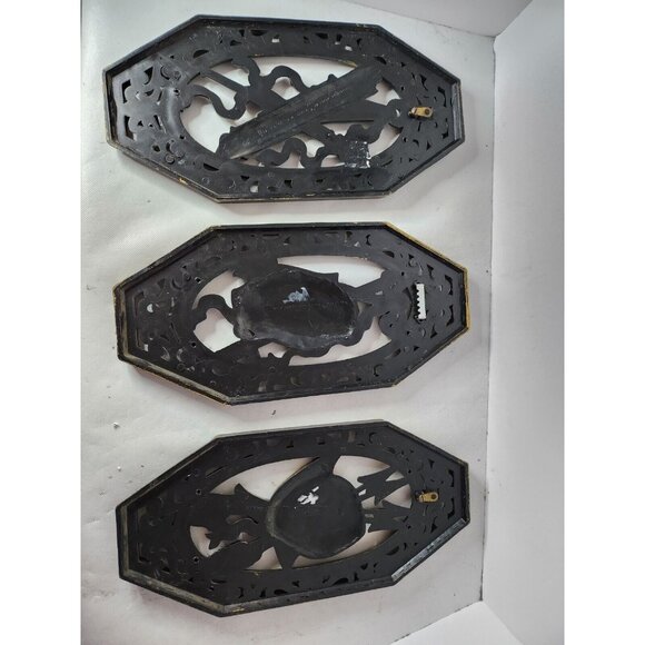 Vintage Homco Bronze Gold Coat Of Arms Wall Plaque Set Medieval Renaissance MCM - Picture 5 of 8